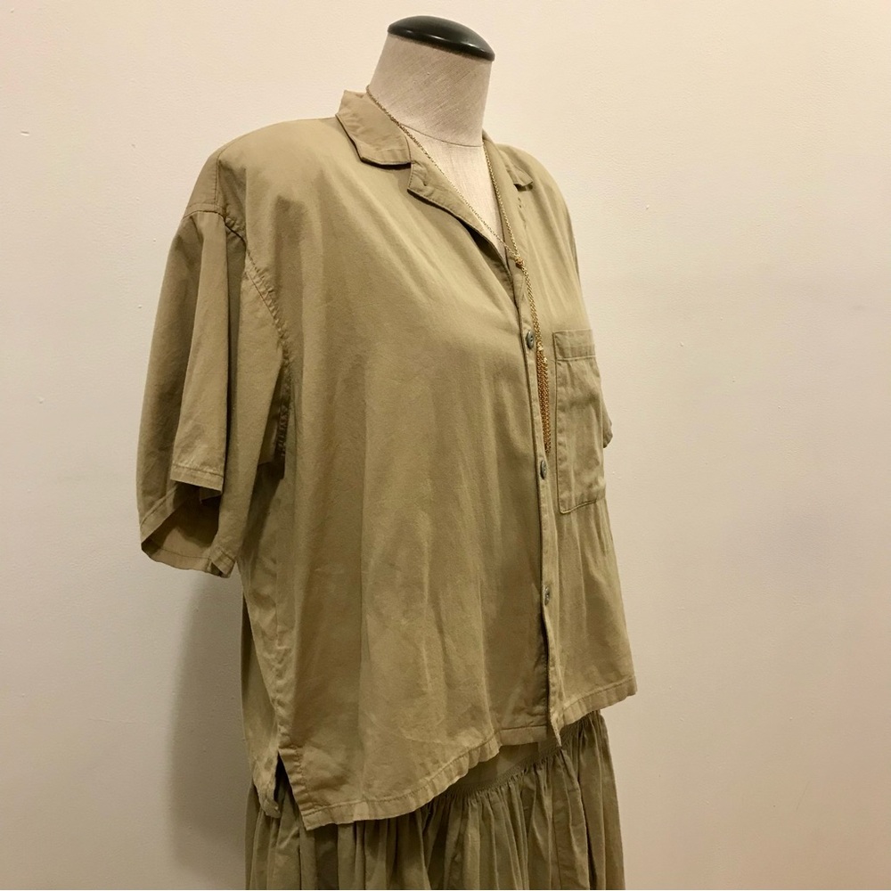 Vintage Metropole Boxy Short Sleeve Shirt in Khaki. Size M. - Picture 3 of 11